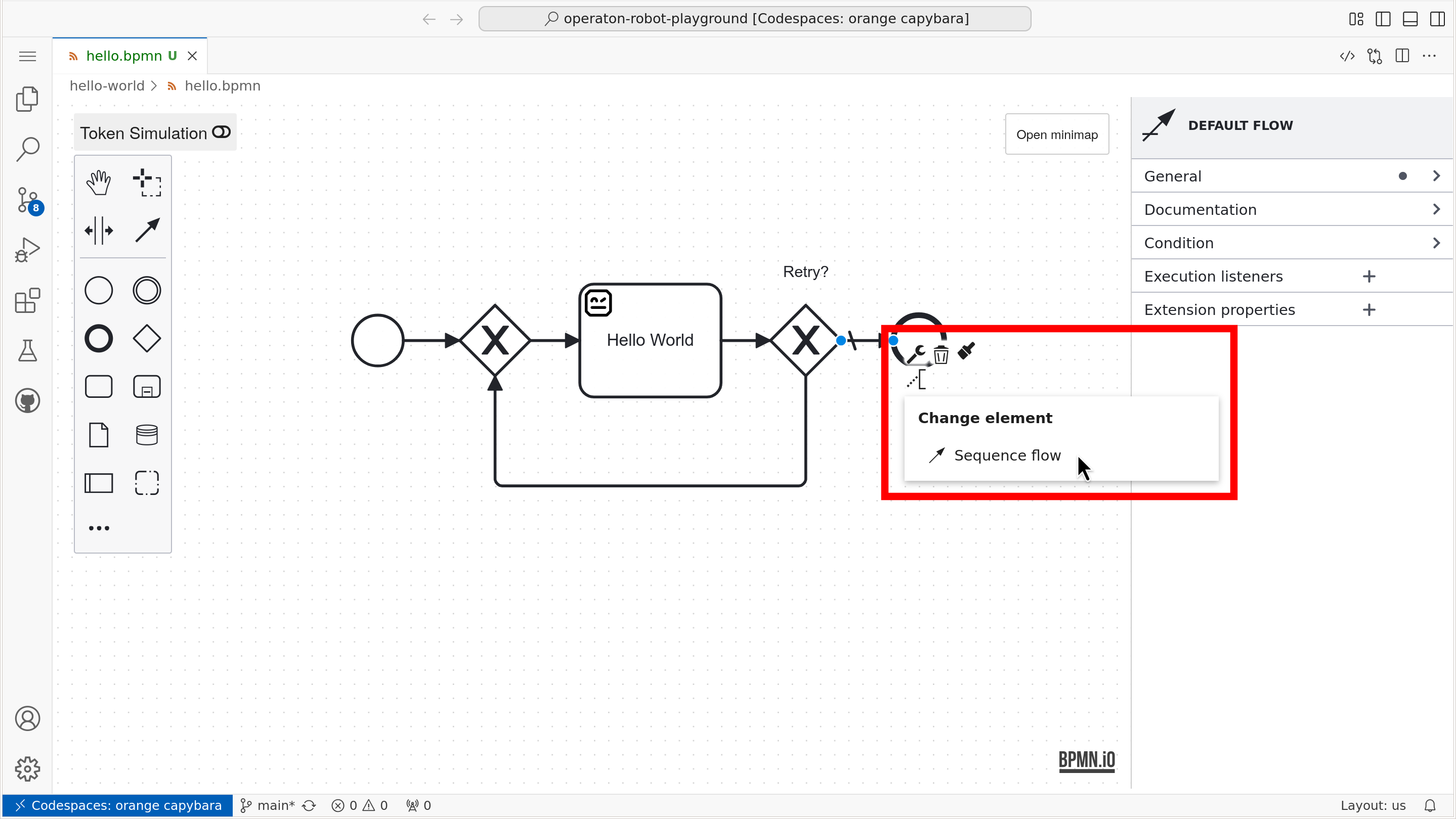 Setting exclusive gateway default path