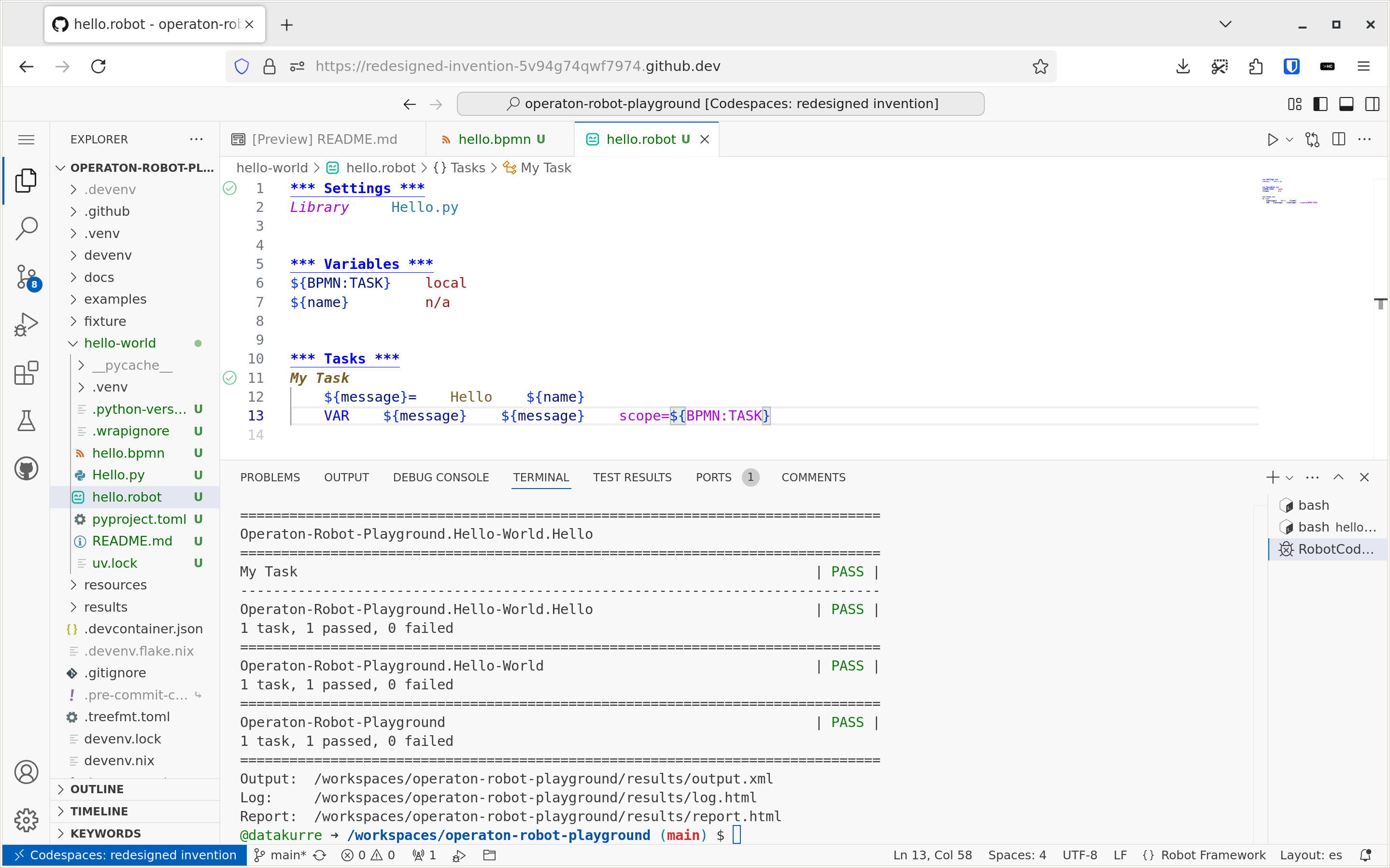 Screenshot of RobotCode