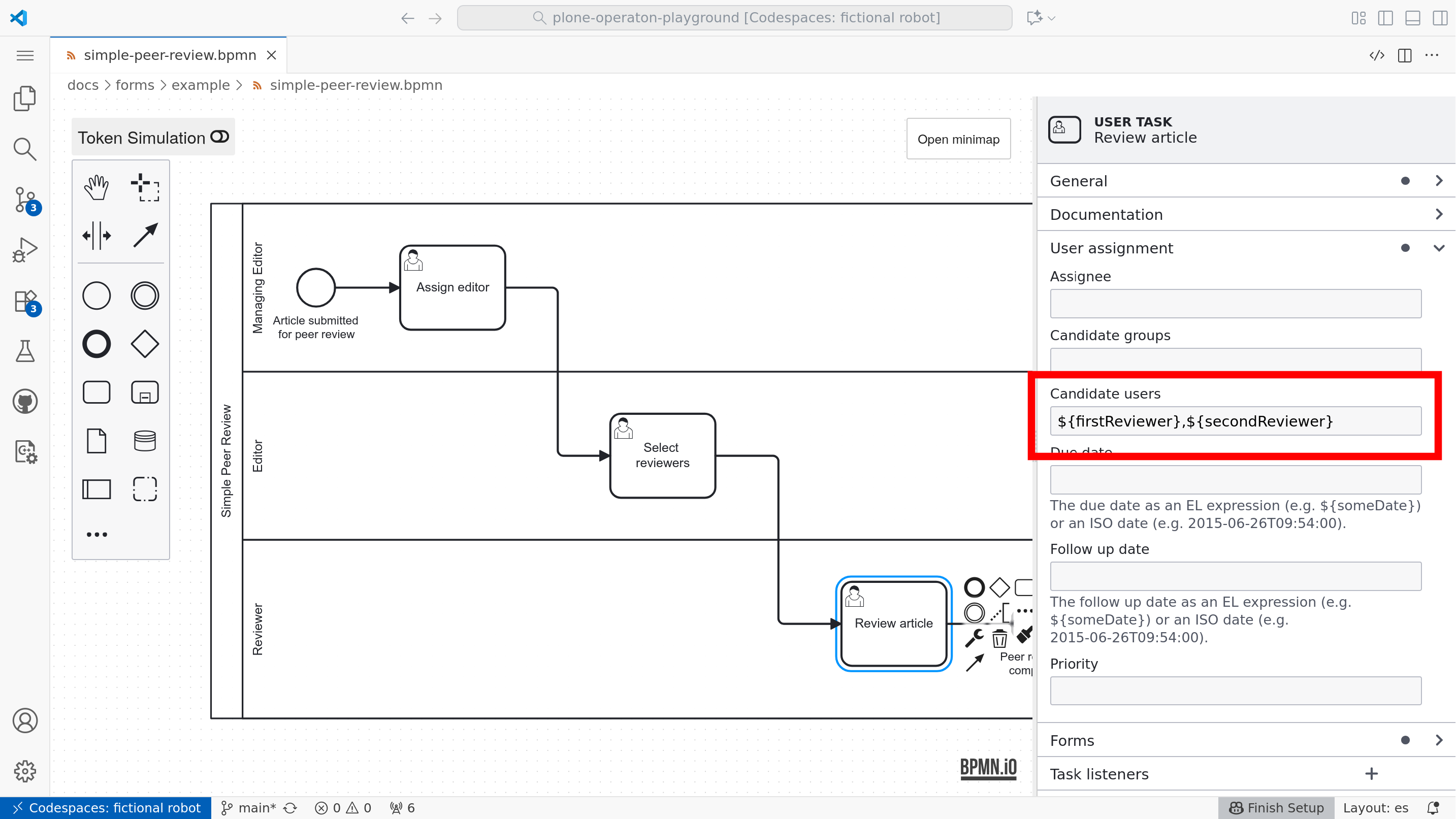 Setting candidate users in modeler